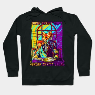 Weird Vintage Cat Artist Hoodie